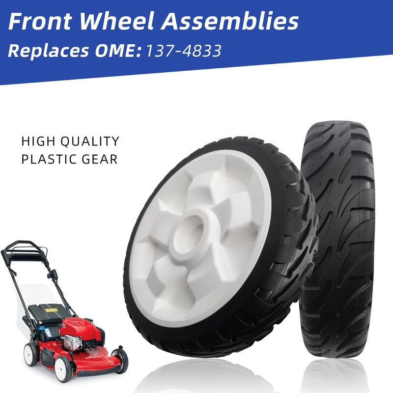 deawater 2 Pack 137-4833 Front Wheel Assemblies for Toro 22in Recycler Mowers, Compatible with 20332, 20333, 20334, 20337, 20372, 20373, 20374, 20955, 20958, 21762, 21763, 21764 - Image 5